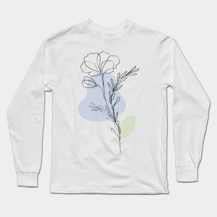 Blue Bloom Flower Long Sleeve T-Shirt